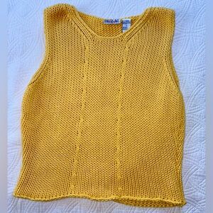 Bill Blass Yellow Chunky Knit Sweater Vest Top
